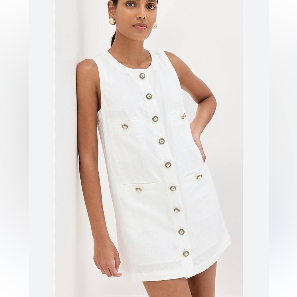 Reformation White Button-Down Dress